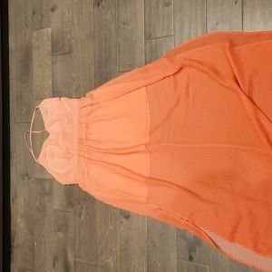 Charlotte Russe Coral Ombre Maxi Dress Size L